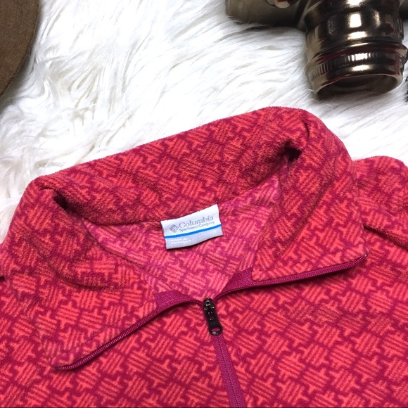 COLUMBIA Pink Purple Patterned Fleece Pullover - Picture 2 of 6